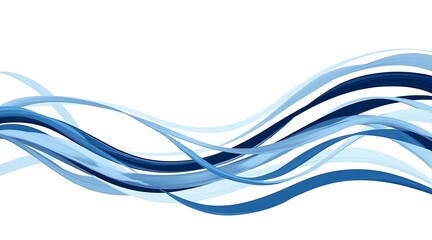 Naklejka premium Abstract flowing blue waves on white background image