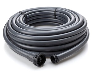 Gray coiled garden hose