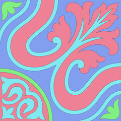 Italian ceramic tile pattern. Mediterranean porcelain pottery. Ethnic folk ornament.