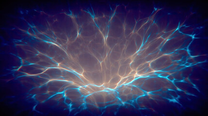 Abstract dynamic pattern showcases vibrant blue and white light reflections, creating mesmerizing visual effect reminiscent of flowing water or energy