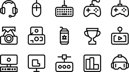 Collection of gaming icons and symbols for digital use