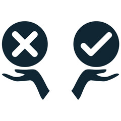 Obraz premium Decision making icon vector. Ideal for business strategy, problem-solving, or management processes. symbolizes the act of choosing the best course of action based on analysis and information.
