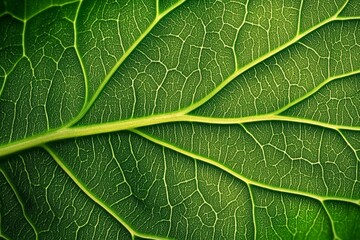 Obraz premium Close-up of a Green Leaf Showing Detailed Vein Structure