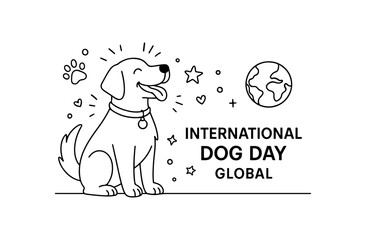 Cute Hand Drawn Illustration for International Dog Day Celebration with Pet