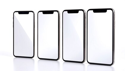 Four smartphones in a row