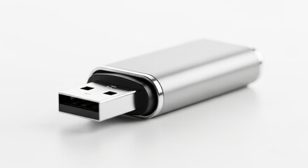 Silver usb flash drive isolated on white background