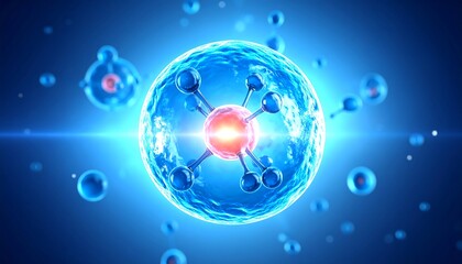 3D illustration of a cell and molecules