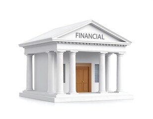 Small, white, classical-style building, financial institution