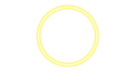 Glowing neon yellow circle on transparent background