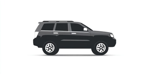 Fototapeta premium Dark gray SUV side profile