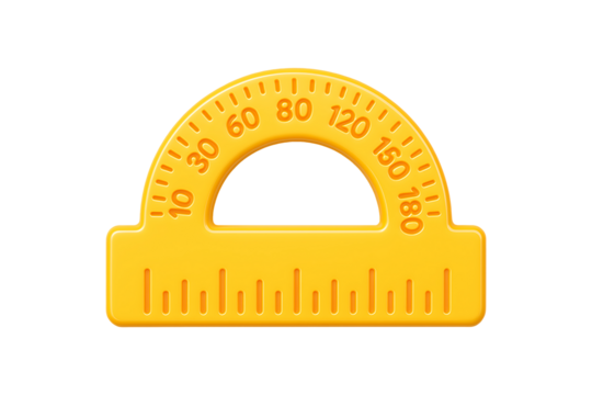 Geometric 3D Protractor Icon Isolated on a Transparent Background