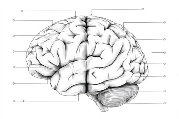 Fototapeta premium Brain illustration displays intricate anatomical layout