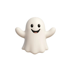 Friendly 3D Ghost Character on Black Background
