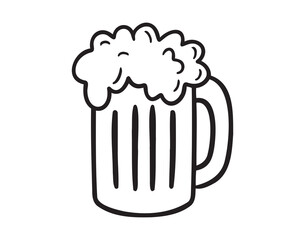 beer mug icon doodle hand drawn. outline line drawing clipart symbol