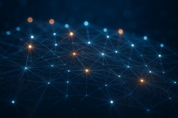 Abstract tech background made of printed circuit board. Depth of field effect and bokeh. internet connections, cloud computing and neural network, big data. 3D render