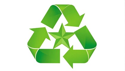 Obraz premium Green recycling symbol with star