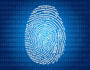 Fingerprint on binary code background
