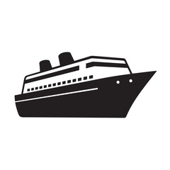 Obraz premium Black and white cruise ship illustration for travel and maritime transportation concepts