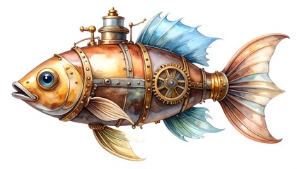Steampunk fish illustration (1)