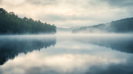 Fototapeta premium Misty lake sunrise