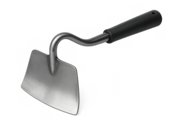 Gardening hoe with black handle isolated on transparent background