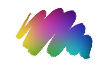 Vibrant gradient brush stoke on transparent background
