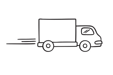 Truck icon doodle hand drawn. Outline line truck drawing clipart symbol