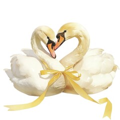 Elegant Swans Forming Heart 