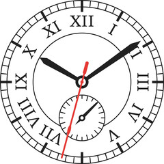 Clock watch collection. set of dial with seconds arrow.