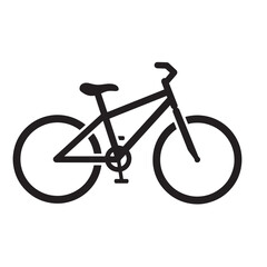 Simple black silhouette of a bicycle on a white background ideal for web and print designs
