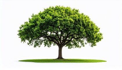 Obraz premium Majestic Green Tree Isolated on White Background
