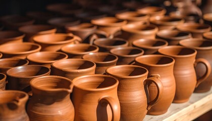 Rustic terracotta pottery display