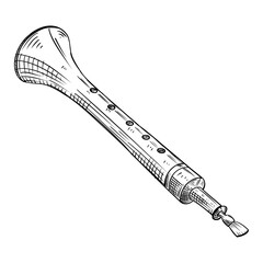 Vector illustration of a hand drawn recorder flute © FazaelSky.id