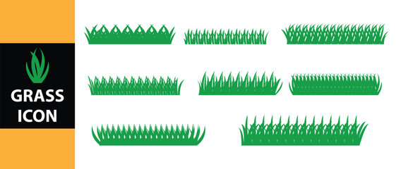 green grass icon collection, vector illustration.