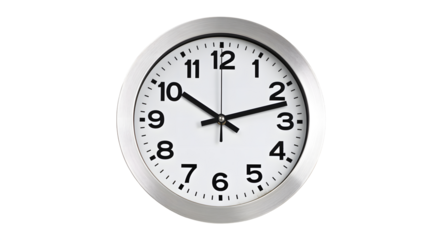 Close up of a Modern Clock with Hands on transparent background