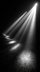 Light beam in dark atmosphere blurred black background