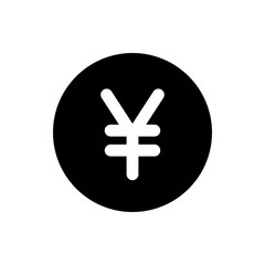 Yen currency symbol in white on a black circular background representing finance and international trade markets