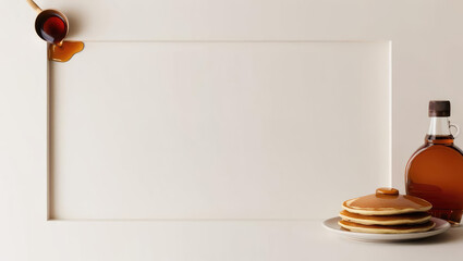Pancake and Maple Syrup Border with Copy Space for Breakfast Menu or Recipe Ideas