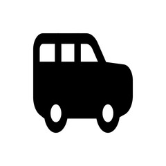 Illustration of a black suv with rounded edges and three rectangular windows on a white background view