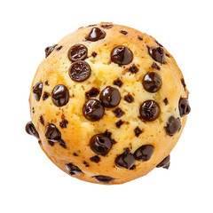Freshly Baked Chocolate Chip Muffin Isolated on White Background