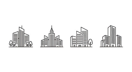 Cityscape Line Art Modern Buildings
