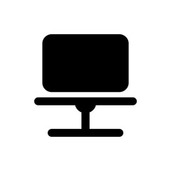 Illustration of a simple black computer monitor with a stand on a white background in a minimalist style
