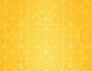 Golden geometric pattern,  repeating hexagons and lines.  Fading light effect