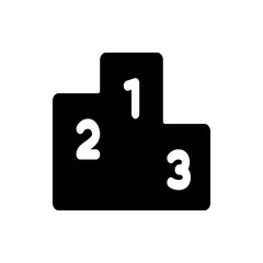 Black silhouette of a winners podium with the numbers one two and three indicating ranking positions