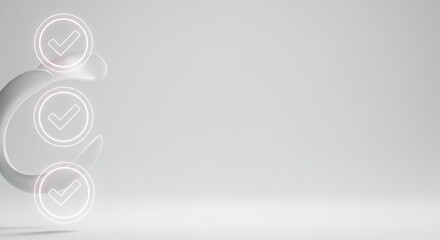 Checklist Concept with Glowing Check Marks on White
