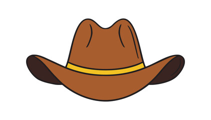 cowboy hat icon doodle hand drawn. Cartoon brown color cowboy hat line drawing clipart symbol