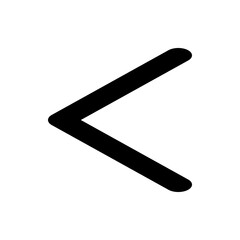 Depiction of a chevron pointing left with rounded edges set against a plain white background viewable here