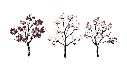 Obraz premium Watercolor spring trees blossom cherry tree illustration floral design nature painting art print drawing 96