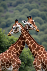 Obraz premium two giraffe meeting in the wild