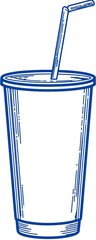 Hand-drawn soda cup with straw